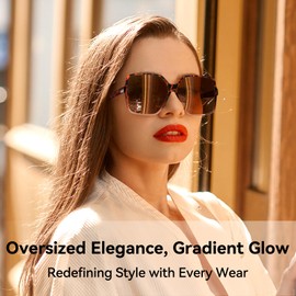 Dollger Oversized Square Retro Sunglasses Women Men Large Fashion Glasses Shades for Men Women UV Protection, Brown and grey, M