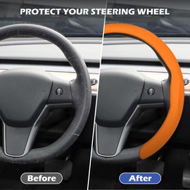 Frani Nappa Leather Steering Wheel Cover,Universal Fit 15 Inch-Premium Non-Slip Breathable Comfort Grip for Cars Trucks SUVs,Anti-Slip Durable Interior Upgrade Orange