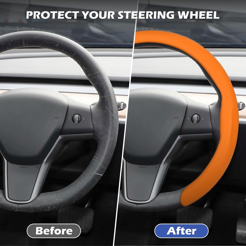 Frani Nappa Leather Steering Wheel Cover,Universal Fit 15 Inch-Premium Non-Slip