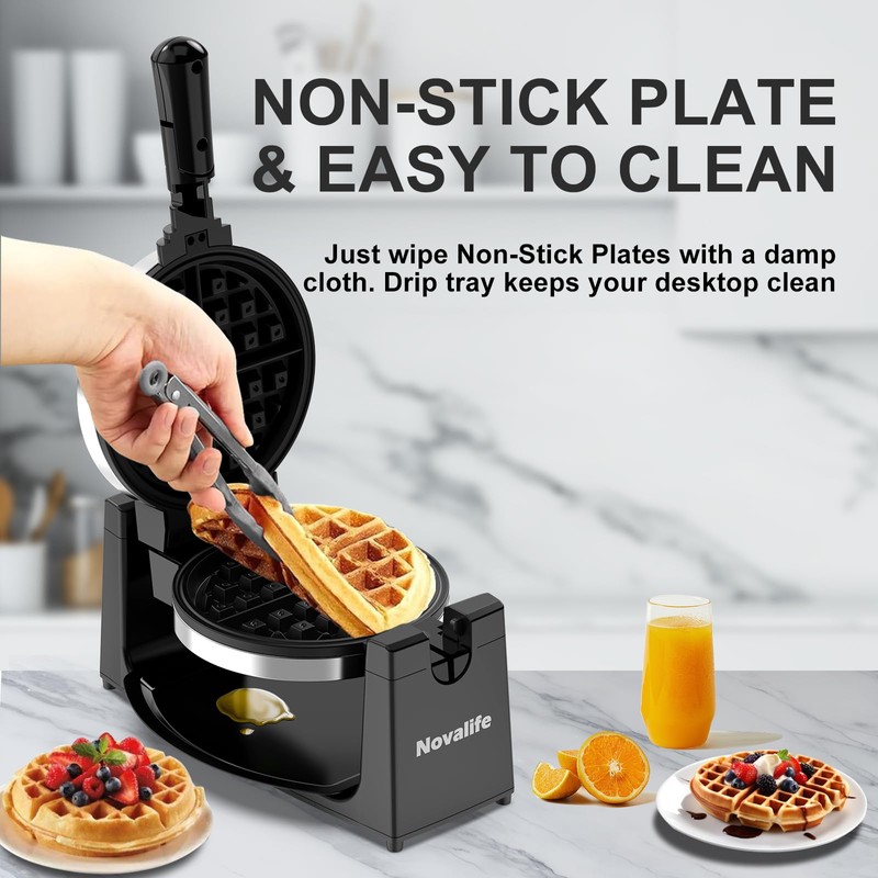 Waffle Maker, Rotating Belgian Waffle Maker, 180° Flip Waffle Iron,