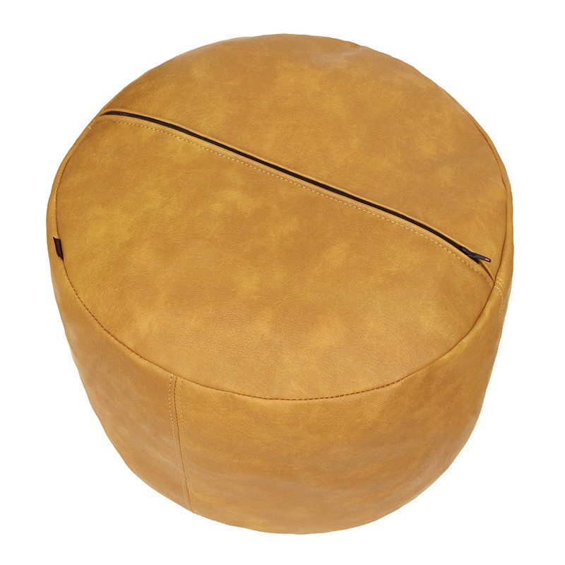Thgonwid Unstuffed Faux Leather Pouf Cover, Handmade Footstool Ottoman Storage