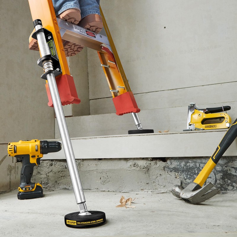 Adjustable Ladder Leveler with Anti-Slip Rubber Feet, Extension Ladder Stabilizer