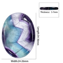 SUNYIK Oval Shaped Polished Crystals Thumb Worry Stones, Pocket Palm Healing Stone for Anxiety and Stress Relief Pack of 4, Fluorite