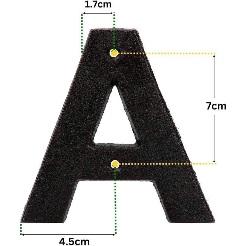 Metal Letter A - Black Cast Iron 5 Inch Large