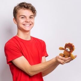 Leisure Arts Little Crochet Friend Animals Crochet Kit, Lion, 8", Complete Kit, Learn to Animal Starter Kit for All Ages, Includes Instructions, DIY Amigurumi Kits