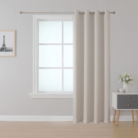 Upcortinassi Fire Resistant Curtains for Hotel Hospital Light Beige 52 x 108 1 Panel