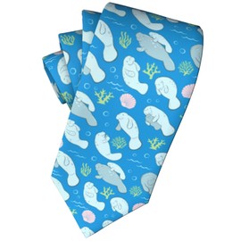 Manatees And Algae Men'S Neckties Tie Print Novelty Neck Ties Great For Weddings Dances Gifts