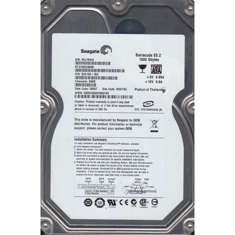 Seagate ST31000340NS 1TB Hard Drive (Renewed)
