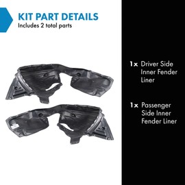 TRQ TRQ Front Inner Fender Liner Set Compatible with 2018-2023 Honda Odyssey HO1248179 HO1249179