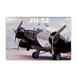 schilderkreis24 Tin Sign Aeroplane "JU-52 Lufthansa" Plane Technology Decoration Historical Retro Metal Sign Vintage Gift for Birthday or Christmas 20 x 30 cm
