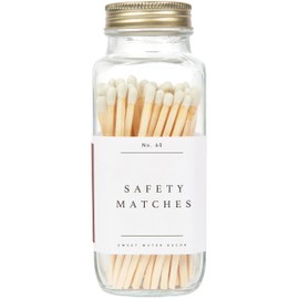Sweet Water Decor 4" White Safety Matches - Glass Jar with Gold Lid | Approx. 60 Matches | Matchsticks | Home Decor | Candle Accessories | Apothecary Jars for Fireplace | Housewarming Gift