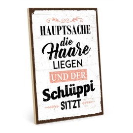 TypeStoff HS-00170 Wooden Sign with Saying - Hair - Vintage Look with Quote as a Gift and Decoration on the Theme of Hairdresser and Slouche