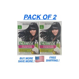 GARNIER Nutrisse Nourishing Hair Color Foam 2 SOFT BLACK unsealed ( 2pc )
