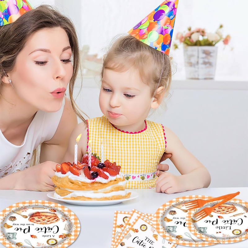 Tcoyodw Cutie Pie Baby Shower Tableware Set 96 Pcs Disposable
