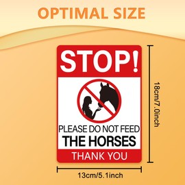 WADORN 10Pcs Please Do Not Feed The Horses Thank You Sign Sticker, Stop Feeding Horses Sign Self-Adhesive Vinyl Decal No Feeding Sign Warning Stickers for Horse Stables and Pastures 7.08x5.12 Inch