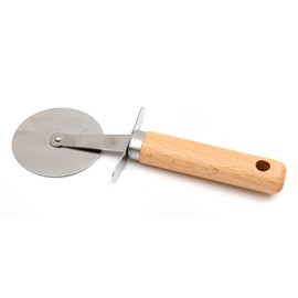 Hyper Mart Pizza Cutter Wheel with Wooden Handle, Stainless Steel, 19.5 cm