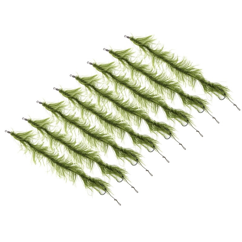 8PCS Carp Fishing Tied Hair Rigs Nylon Green Grass Line
