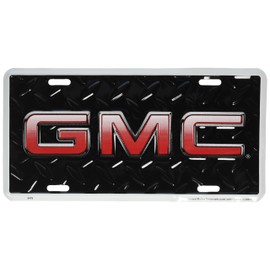 Diamond Embossed Background Metal auto tag 6 x 12 HangTime Compatible with GMC