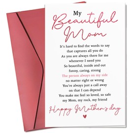 Pawzity Mothers Day Cards for Mom from Daughter, Son - Mother's Day Card for Bonus Step Mom, Godmother, Mothers In Law - Happy Religious First Mother's Days Cards - Single 5.3''x 8'' Greeting Card