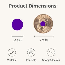 Ouzoustate 1/4" Purple Dot Stickers 2750 PCS Colored Round Circle Stickers Colored Coding Labels Yard Garage Sale Price Stickers