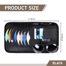 Eratus 1 PC Car Sun Visor CD Partition Storage Bag, 11.8" x 6.29" Portable Multi-Function Large Capacity Glasses Card Pen Bag, Modification Replacement Accessory, Suitable for Most Cars (Black)