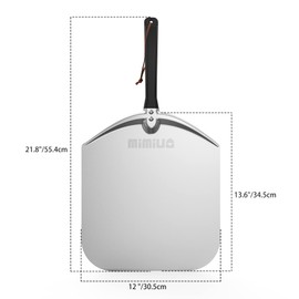 Mimiuo Aluminum Turning Pizza Peel for Oven and Grill, 12 x 14 Inch Pizza Spatula Turning Shovel for Baking Bread and Pie, Pizza Oven Accessories and Pizza Tools