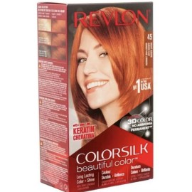 Revlon Pack of 3  Revlon Colorsilk Bright Auburn #45 3D Color No Ammonia with Keratin