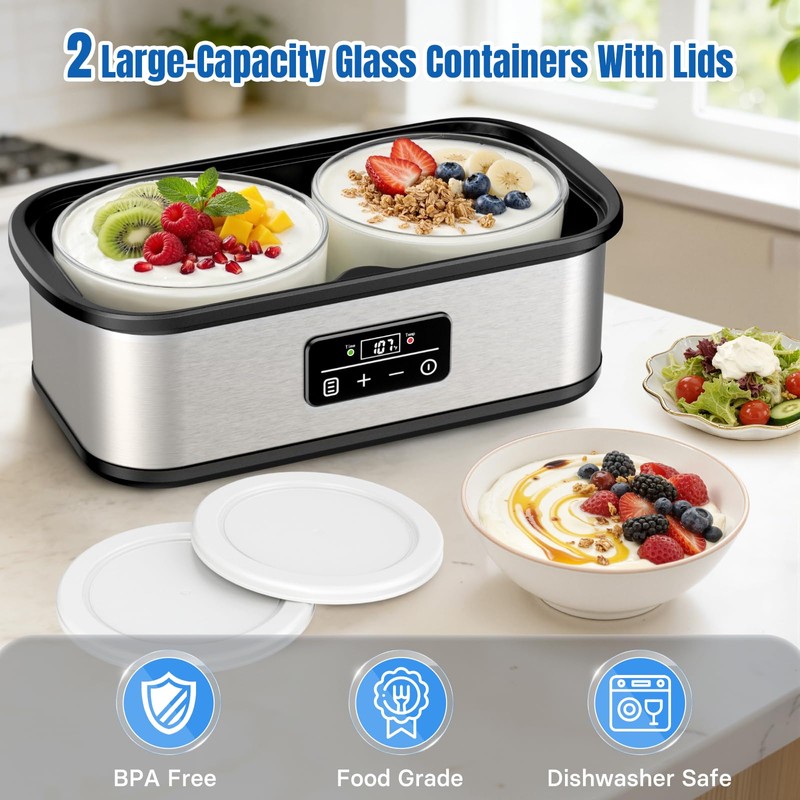Probiotic Yogurt Maker with 48H Time and 68-127℉ Temp Control,