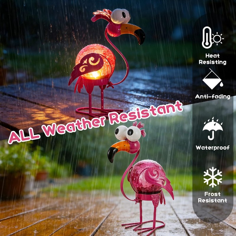 YELENEW Flamingo Solar Lights Outdoor,Pink Flamingos for Yard Outside Decor