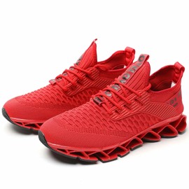 Kapsen Zapatillas de running para hombre Blade de malla transpirable para caminar sin cordones, Rojo, 13 US