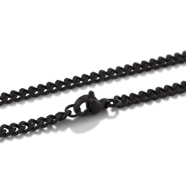 Akitsune Fibra Chain 60cm Long | 6mm Width | Mens Necklace Women Stainless Steel Box Rolo Lobster Clasp - Matte Black