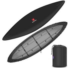 Rosefray 12.3-13.5ft Kayak Cover,300D High-Performance Marine Kayak Covers, Waterproof UV Resistant, Fade-Resistant Dustproof Fishing Boat Cover for Indoor & Outdoor Storage-Black