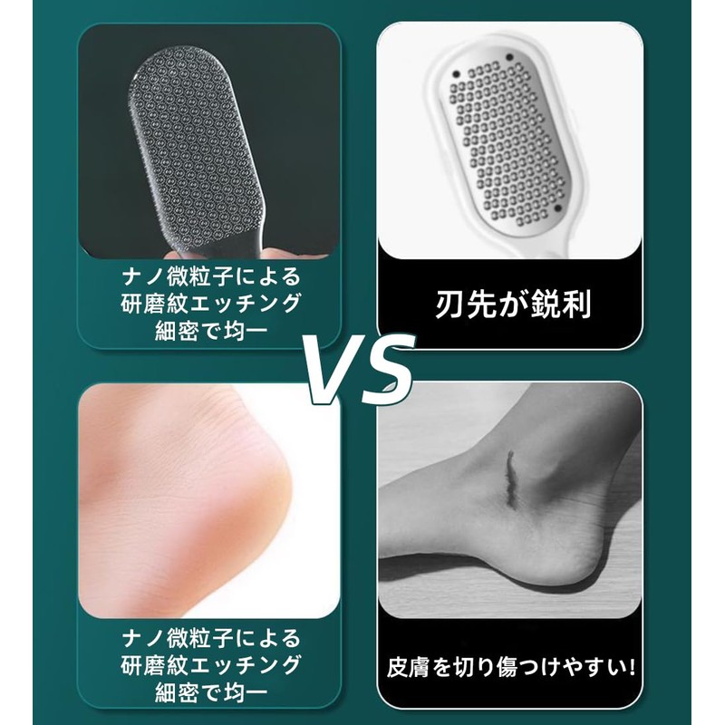 Renjzle かかと削り ナノガラス製 角質除去 かかとケア かかとやすり 角質取り 足裏ケア 丸洗いOK 軽量