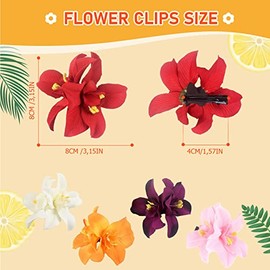 HIFOT Pack of 5 Hawaii Colourful Hair Clips, Flower Hair Clips, Girls, Double Orchid Hair Clips, Children's Hair Accessories for Women, Party, Hair Styling, Wedding
