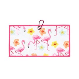 Syren Premium Flamingo Flowers Microfiber Disc Golf Towel - Ideal Golf Accessories for Men and Women, Holder Clip, Perfect for Golf Bags Accessories, Enhance Your Golfing Experience | Great Gift Idea