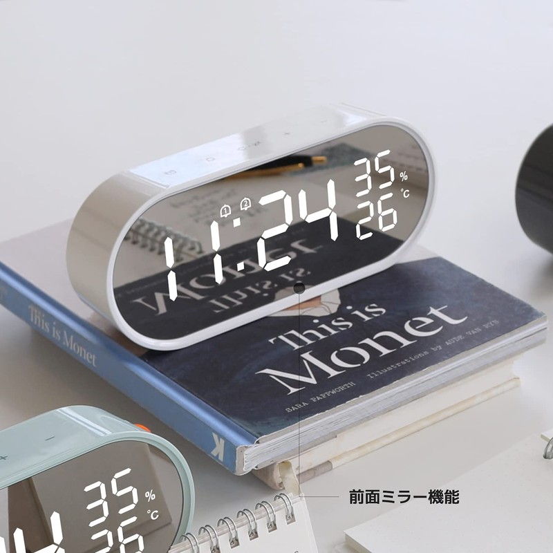 mooas Digital Alarm Clock, Digital Mirror Led Desk Clock with