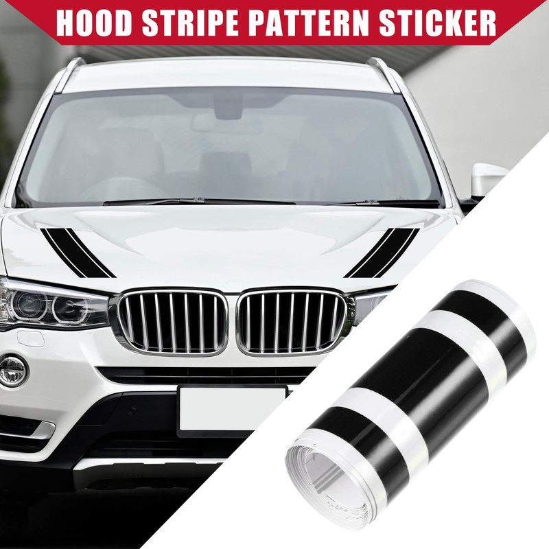 Hihaha Hood Stripe Pattern Sticker/Outer for Car/Durable / 2 Pcs
