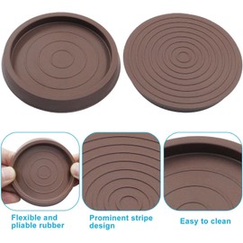 2.5 Inch Round Furnitures Coasters, 8 Pcs Rubber Caster Cups Non Slip Furniture Leg Protectors Rubber Furniture Pads for Hardwood Floors (Brown, One Size)
