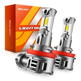 SEALIGHT H11 Fog Bulbs with 6500K White Light,30000LM Super Bright, 1:1Mini Design H16 Fog Light Bulbs,3 Mins Plug-N-Play, Pack of 2
