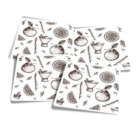 Vinyl Square Stickers (Set of 4) 10cm - Vintage Cocktail Drinks Pattern Bar for Laptops, Tablets, Luggage, Scrap Booking, Fridges #52363