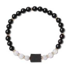 COAI Black Tourmaline and Natural Gemstones Women's Bracelet, Stone, stainless steel, Tourmaline Moonstone