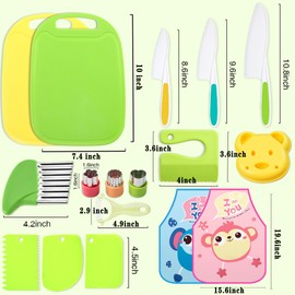 17 Pcs Montessori Kitchen Toddler Knife Set Kids Knife Set for Real Cooking-Kids Kitchen Tools Set for Real Cooking for for 2/3/4/5/6/7/8/9/10/11/12 Year Old， for Toddler Birthday Gift.