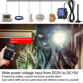 GSM Alarm System, GL09 8 Channel Battery Operated App Control SMS Alert Security Systems for Home and Warehouse