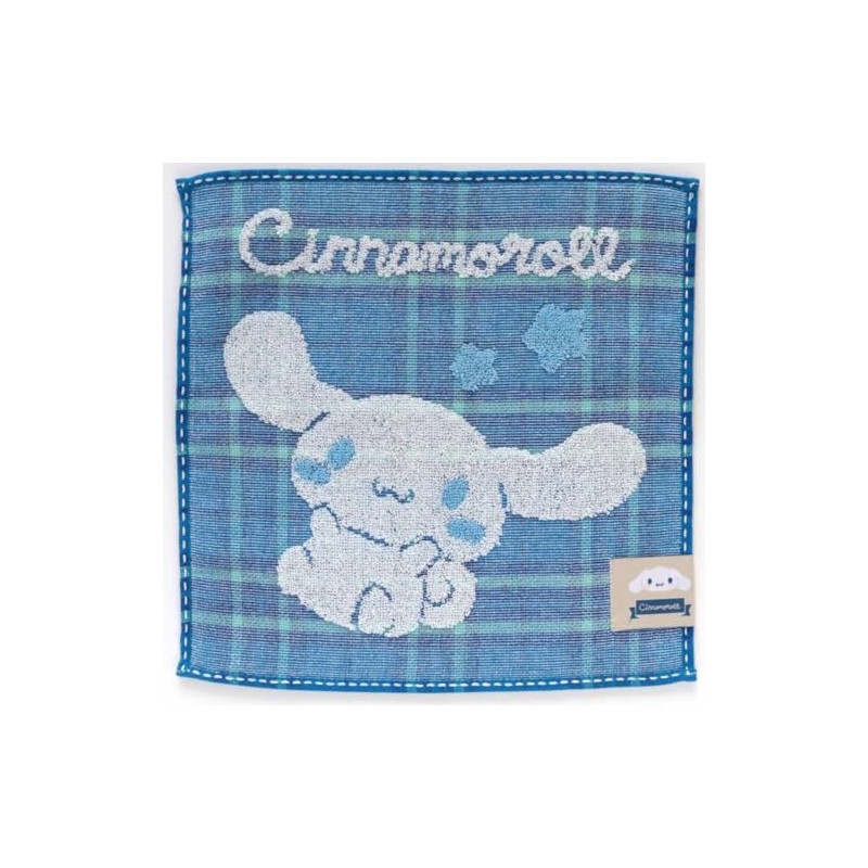 シナモンロール タオルハンカチ タータンチェック (ブルー) 婦人 レディース タオル ハンドタオル 約25cm 000838-0015-02