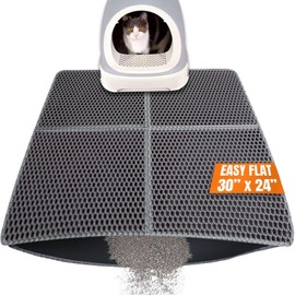 YNSHOUNA Cat Litter Mat Litter Trapping Mat 30"X24", Double Layer Litter Box Mat, Easy to Lay Flat, Large No Slip Kitty Litter Mat, Urine and Water Proof, Scatter Control, Easy to Clean