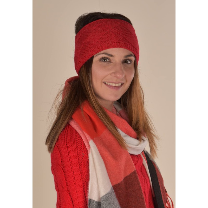 styleBREAKER Ladies Knitted Headband Plain with Diamond Pattern, Thermo Fleece