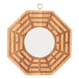 GLOGLOW Bagua Mirror, 4Inch Wooden Concave Mirror Traditional Chinese Feng Shui Convex Bagua Mirror for Protection Against Harmful Special