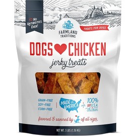 Dogs Love Chicken Premium Two Ingredients Jerky Treats for Dogs(3 lbs. No Antibiotics Ever USA Raised Chicken)