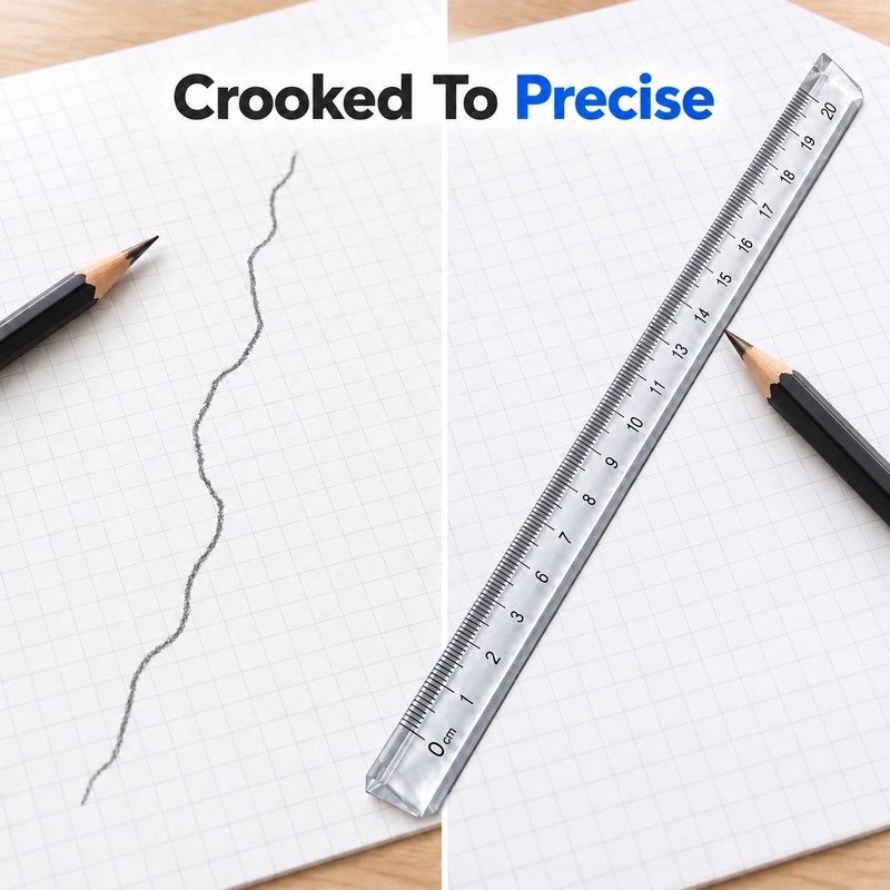 Transparent Triangular Ruler, 15cm/20cm Clear Anti-Roll Measuring & Drawing Tool