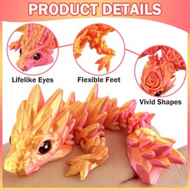 YVBBHE 8 Pcs 3D Printed Fidget Dragons with Eyes Toy Set, Small 3D Prints Articulated Animal Models for Executive Home Office, Cute Mini Stress Relief 3-d Printer Animals Toys Decor for Kids (D)